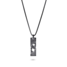 Vintage Silver Stainless Steel Dog Tag Pendant Necklace