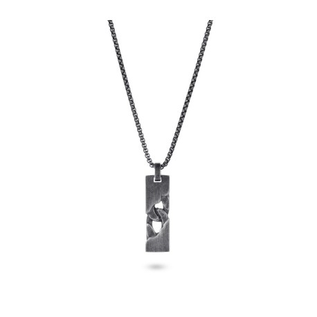 Vintage Silver Stainless Steel Dog Tag Pendant Necklace