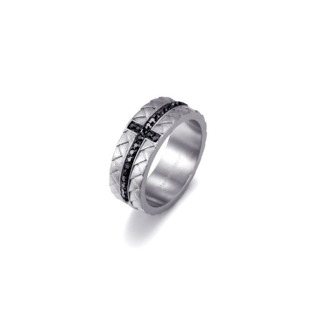 Black Cross Stainless Steel Woven Ring