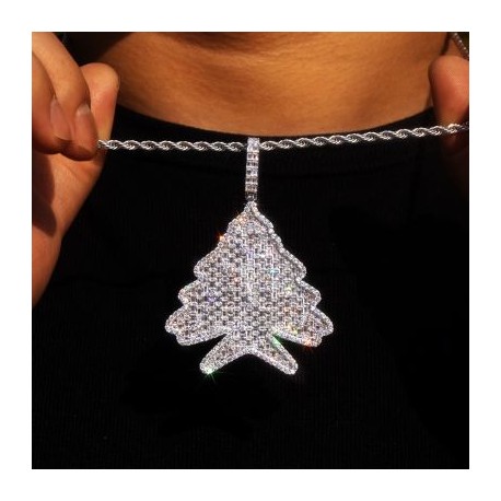 Iced Christmas Tree Charm Pendant