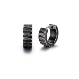 Vintage Silver Stainless Steel Ripple Huggie Earring
