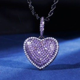 Micro Pave Heart-shaped Pendant in Black Gold