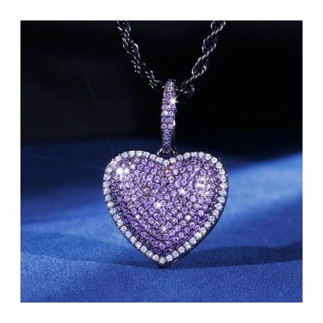 Micro Pave Heart-shaped Pendant in Black Gold