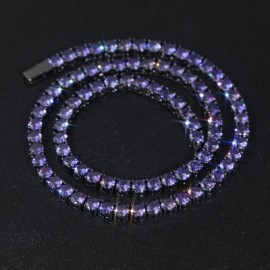 Iced Out Purple 5mm Tennis  Chain in Black Gold