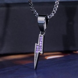 Micro Pave Lightning Pendant with Round Box Chain