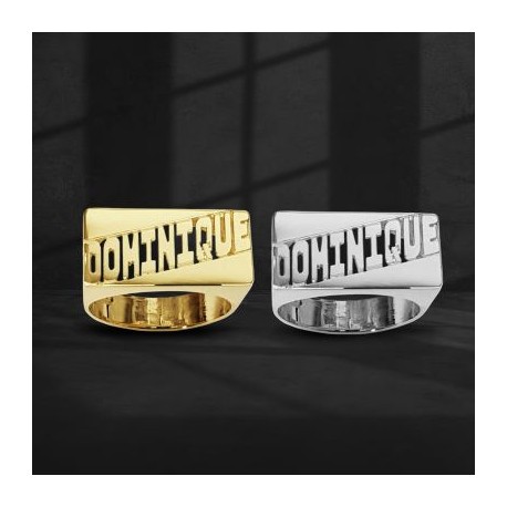 Rectangular Custom Name Ring