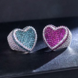 Micro Pave Heart-shaped Ring