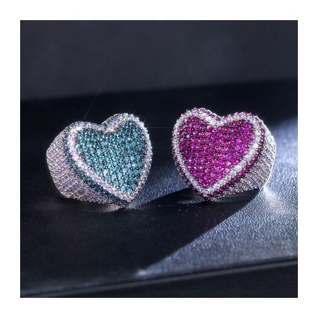 Micro Pave Heart-shaped Ring