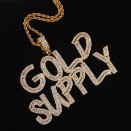 Iced Custom Baguette Letters Pendant in Gold