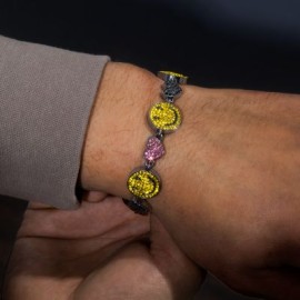 Smile Face & Heart Link Bracelet in Black Gold