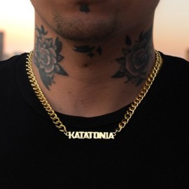 8mm 20" Custom Initial Letter Cuban Chain in 18K Gold Plated