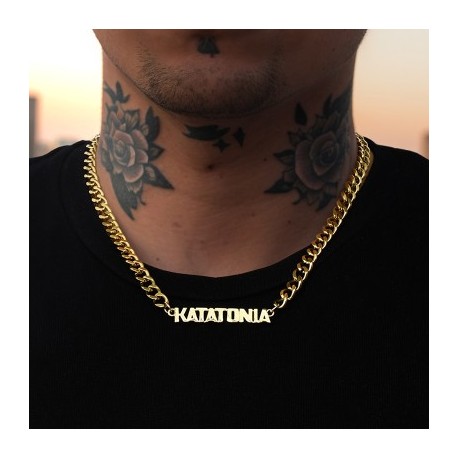 8mm 20" Custom Initial Letter Cuban Chain in 18K Gold Plated