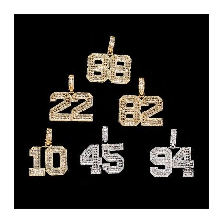 Custom Baguette Number Pendant