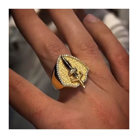Three-dimensional Sword Shield Shaped Ring
