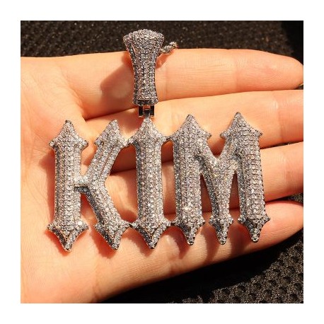 Custom Micro Paved Spiny Name Pendant