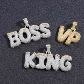 Custom Snow Top Cone Bubble Letter Pendant