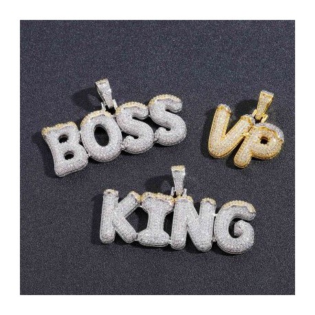 Custom Snow Top Cone Bubble Letter Pendant