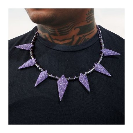 Pave Spiked Fight Tooth and Claw Collar Necklace in Black Gold