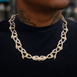 Iced 18mm 20'' Thorns with Pearl Link Chain in Gold