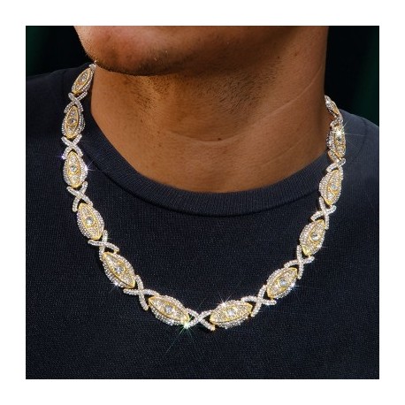 Iced Evil Eyes with Infinity Chain in Gold
