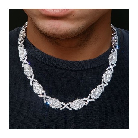 Iced Evil Eyes with Infinity Chain in White Gold