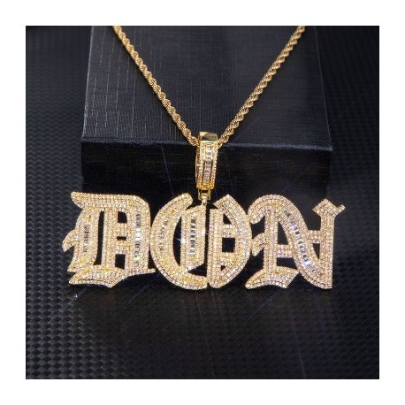 Custom Iced Baguette Old English Pendant