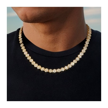 8mm Hexagon Tennis Chain in Gold