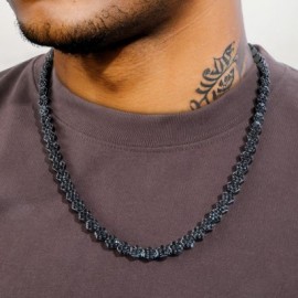 8mm Hexagon Tennis Chain in Black Gold