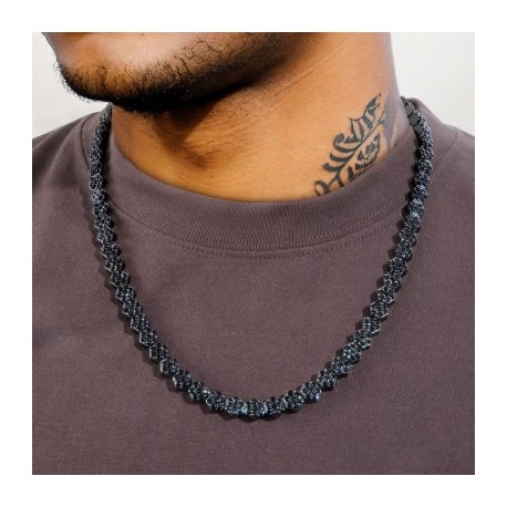 8mm Hexagon Tennis Chain in Black Gold