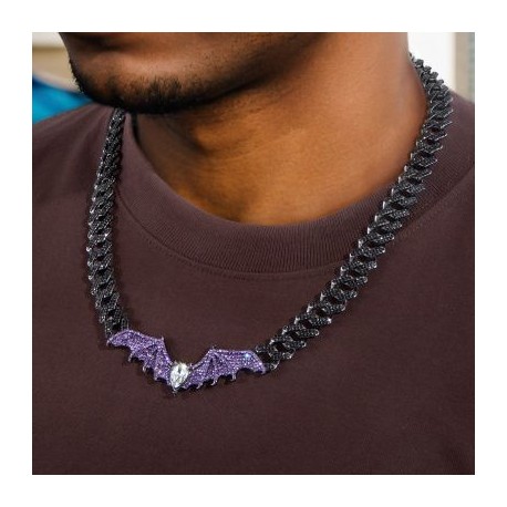 Purple Bat Prong Cuban Chain in Black Gold