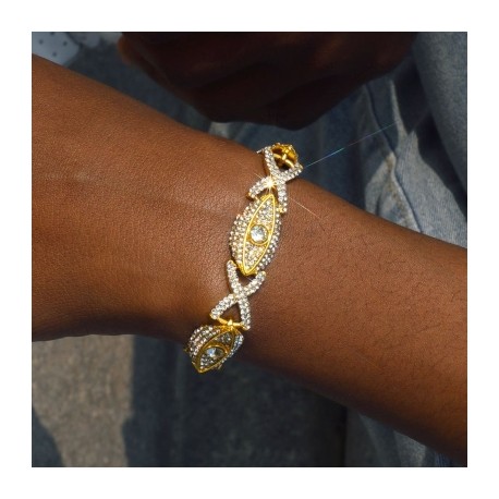 Iced Evil Eyes with Infinity Chain in Gold