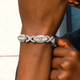 Iced Evil Eyes with Infinity Bracelet in Gold