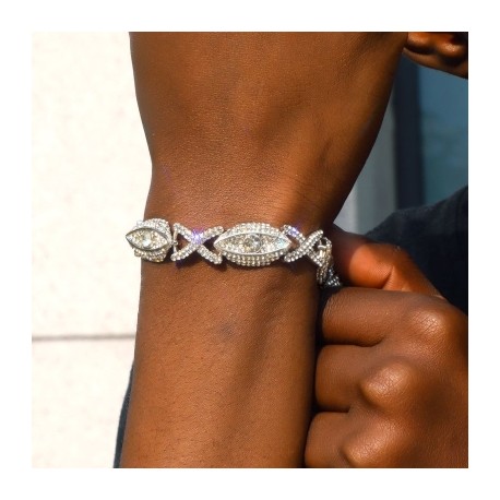 Iced Evil Eyes with Infinity Bracelet in Gold