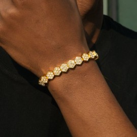 8mm Hexagon Tennis Bracelet in Gold