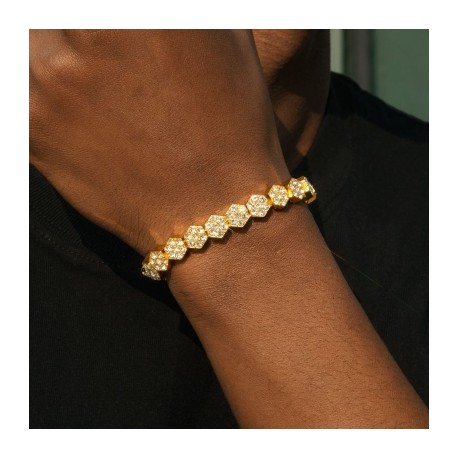 8mm Hexagon Tennis Bracelet in Gold