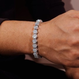 8mm Hexagon Tennis Bracelet in White Gold