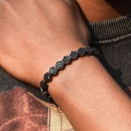 8mm Hexagon Tennis Bracelet in Black Gold