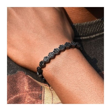 8mm Hexagon Tennis Bracelet in Black Gold