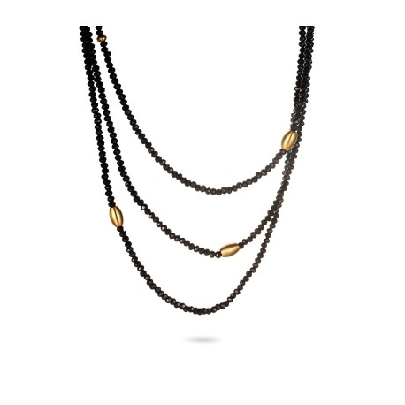 Layered Black Crystal Beads Necklace