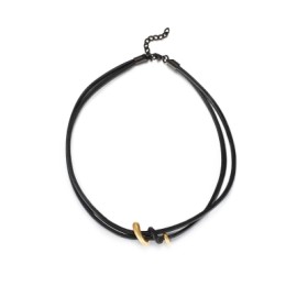 Gold and Black Stardust Leather Necklace