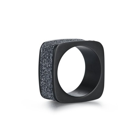 Black and Grey Stardust Square Ring