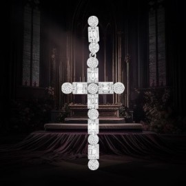 Baguette and Round Cluster Cross Pendant