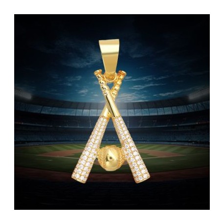 Micro Pave Baseball Bat Pendant