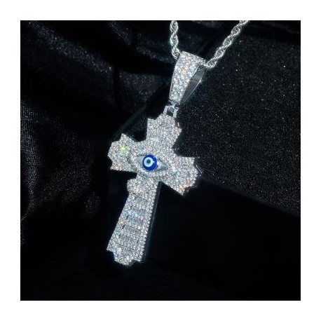 Egyptian Eye of Horus Baguette Cross Pendant