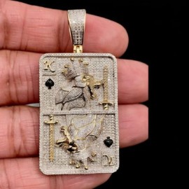 Crown King Gold Poker Play Card Pendant