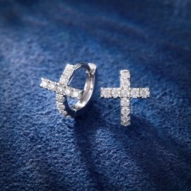 Iced Cross Hoop Earrings