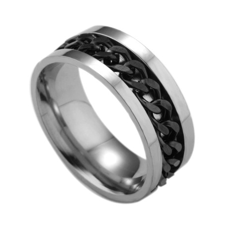 Men's Titanium Steel Chain Rotating Ring