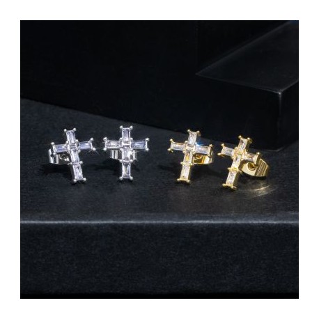 Baguette Cross Earrings
