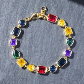 Multicolored and Mixed Shape Diamond Bracelet