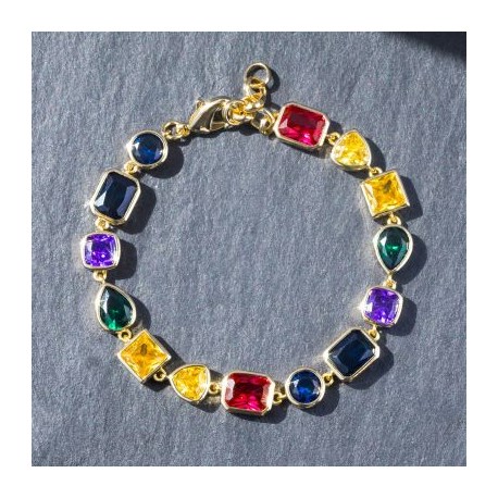 Multicolored and Mixed Shape Diamond Bracelet